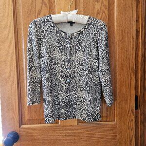 Talbots Lightweight Cardigan Sweater - Size Petite P - Black & Ivory